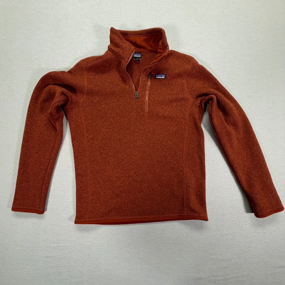 Patagonia Better Sweater 1/4 Zip Fleece Pullover Rust Orange Kids XXL Women's XS